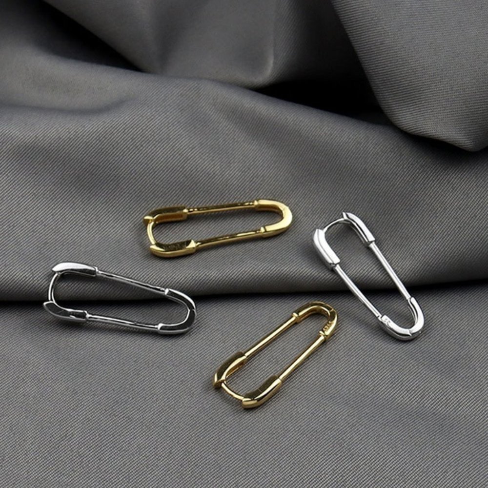 *NEW 925 Sterling Silver Paper Clip Pin Earrings - Picture 2 of 6